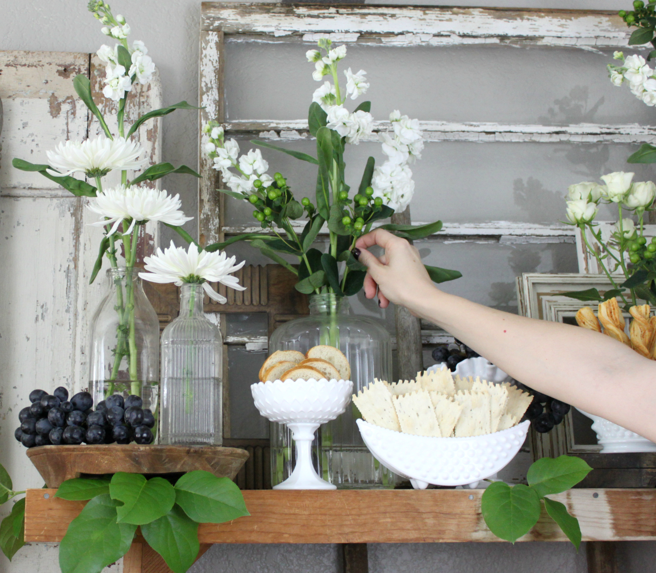 Simple Entertaining Tip: Serving Food Using Vintage Milk Glass | An Inspired Nest