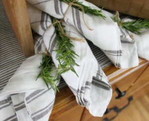Simple Entertaining Tip: Napkins Tied with Rosemary Sprigs